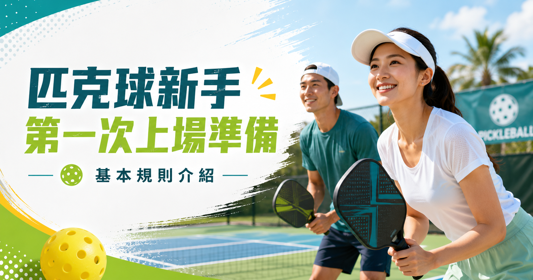 匹克球新手第一次上場指南｜穿什麼、帶什麼、基本規則一次看懂 匹克球攻略封面